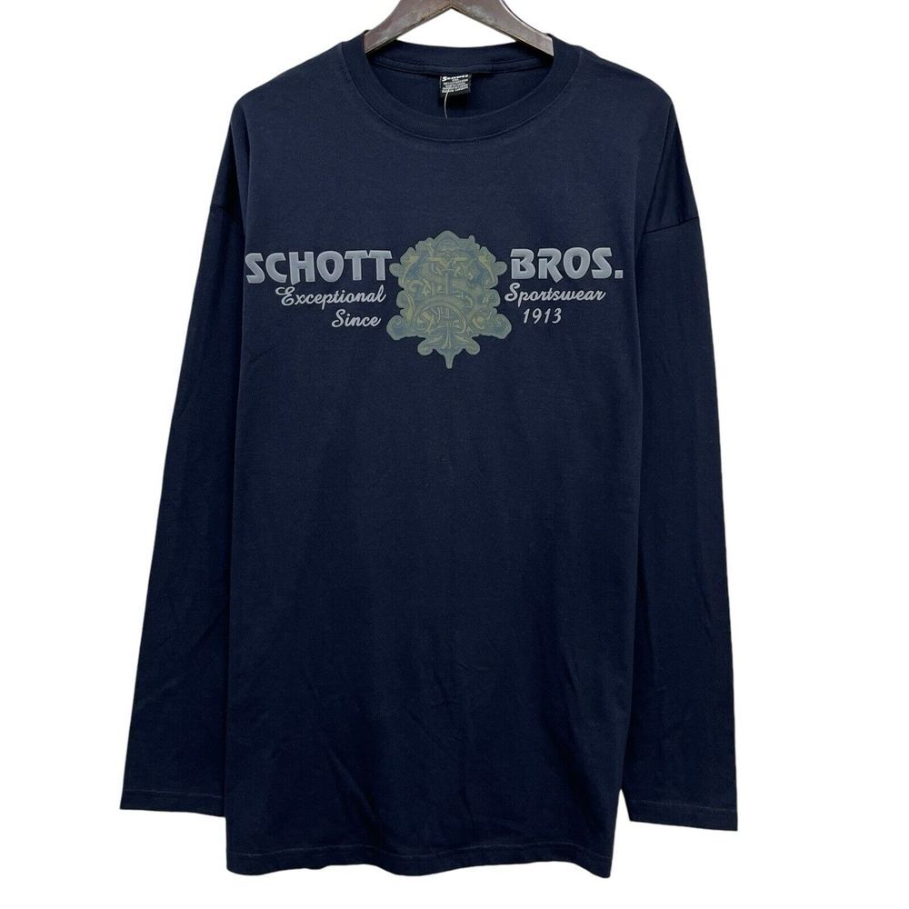 Schott Bros Vintage NEW Men's Size 2XL Long Sleeve Black Crewneck T-Shirt Cotton